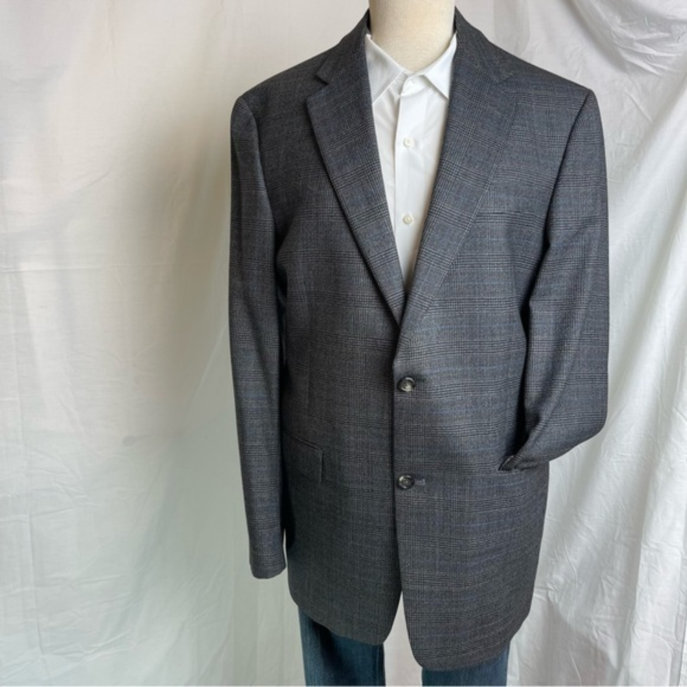 Hart Schaffner Marx Sportcoat Glenplaid Charcoal‎ Wool 2Button Closer Vented 40L